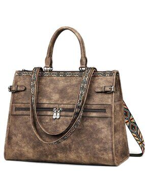 Stylish PU Leather Laptop Bag for Women, Fits 15.6" Laptops, Chic & Functional